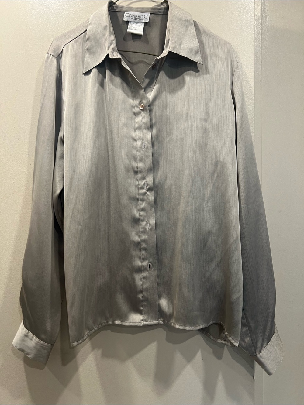 Conrad C Silk-Blend Button-Up Blouse — champagne colour. Polyester. Never worn
